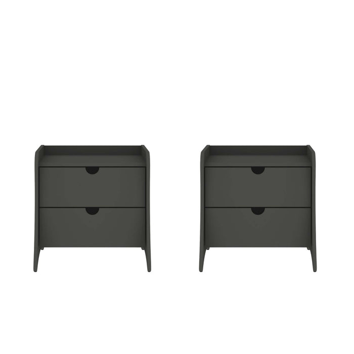 Coney Mid-Century Modern 20\" Nightstand in Charcoal Gray (2-Drawer) - Set of 2