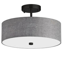 Dainolite Everly 3 Light Semi-flush Mount Matte Black Grey Shade Lamp