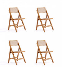 Pullman Industry Chic Wood Folding Chair in Natural - Set of 4 Dining Chair 