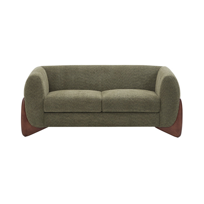 Lillian Solid Wood Modern Boucle Upholstered Loveseat Comfort Seating,Green