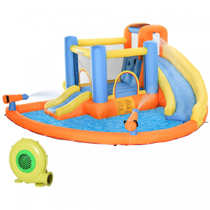 Outsunny 5 In 1 Kids Bouncy Castle Inflatable Bounce House Jump N Slide Bouncer Trampoline Slide Water Pool Climbing Wall With Inflator For Boys And Girls Summer 14' X 12' X 6'