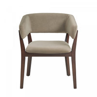 Blake Modern Wood Faux Mohair Armchair in Linen 