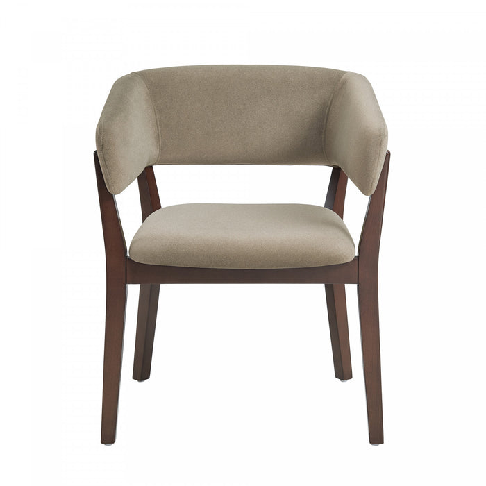 Blake Modern Wood Faux Mohair Armchair in Linen
