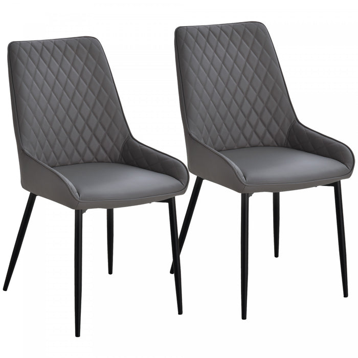 HOMCOM Dining Chairs Set of 2, PU Leather Kitchen Chairs with Steel Legs