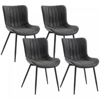 HOMCOM Dining Chairs Set of 4 with Backrest and Steel Legs, Black