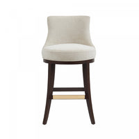 Lucia Modern Wood Upholstered Chenille Barstool in Natural Bar Stool 