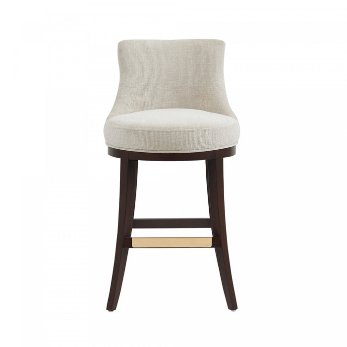 Lucia Modern Wood Upholstered Chenille Barstool in Natural Bar Stool