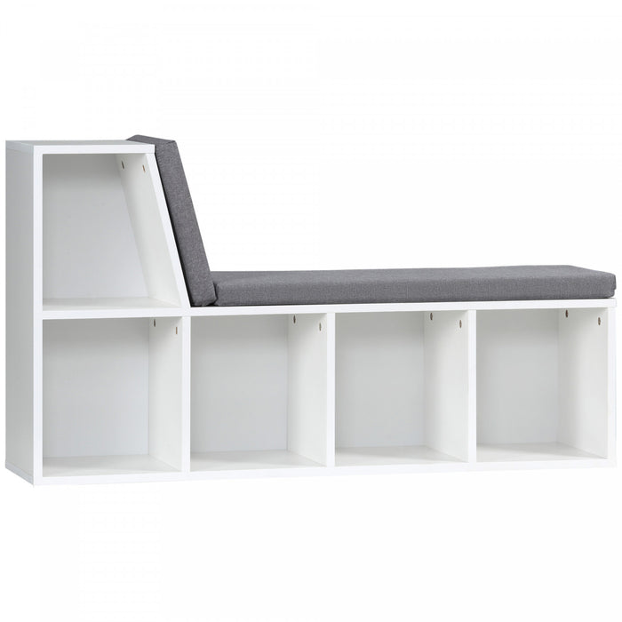 HOMCOM 5-Cubby Bookcase with Cushioned Reading Nook, Grey