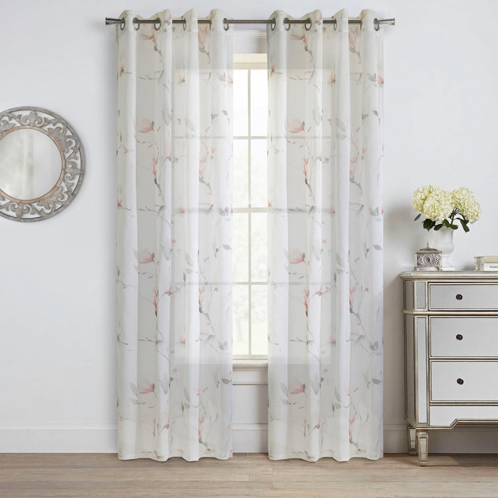Habitat Symphony Coral Sheer Grommet Curtain Panel - 52 x 95