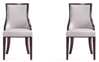 Manhattan Comfort Set of 2 Grand Faux Leather Dining Chairs - Light Grey