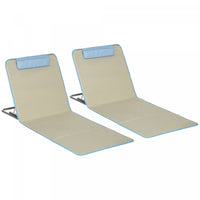 Set Of 2 Beach Lounge Chair Sun Lounger, Folding Ground Beach Mat, Beige