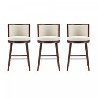 Evalyn Modern Wood Upholstered Barstool in Cream - Set of 3 