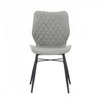 Rourke Taupe Diamond-Quilted Armless Accent Chair with Black Metal Legs (Set of 2)