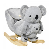 Qaba Kids Plush Ride-on Rocking Horse Koala-shaped Plush Toy Rocker With Gloved Doll Realistic Sound