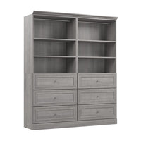 Bestar Versatile 72 W Closet Organizer with Drawers - Platinum Grey