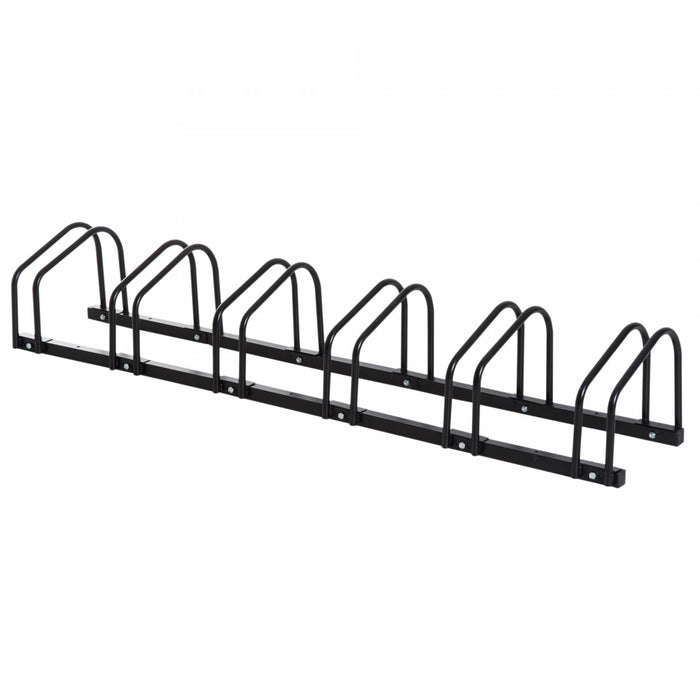 Soozier 6-bike Bicycle Floor Parking Rack Cycling Storage Stand Black