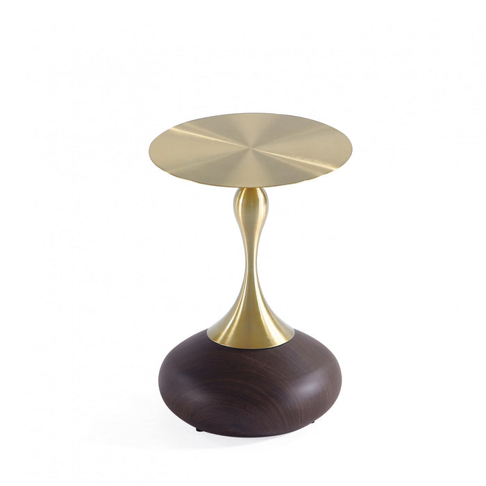Patchin Modern End Table in Brown and Gold