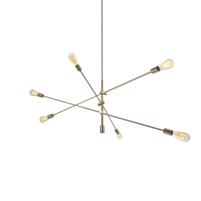 Dainolite Alexa 6 Light Adjustable Pendant Aged Brass Finish Lamp