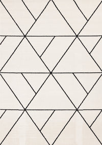 Covington White Black Modern Geometric Trellis Design Rug, 7'10