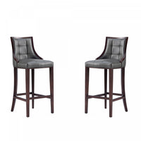 Fifth Avenue Traditional Wood Upholstered Barstool in Graphite - Set of 2 