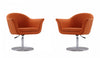 Voyager Modern Woven Blend Swivel Lounge Chair in Orange - Set of 2