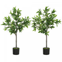 HOMCOM Set of 2 Fake Plants with 345 Leaves, Lifelike Laurel Trees, Green