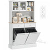 HOMCOM Kitchen Pantry Cabinet, Storage Cabinet w/ Charging Station, White