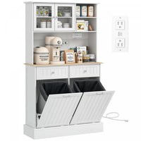 HOMCOM Kitchen Pantry Cabinet, Storage Cabinet w/ Charging Station, White