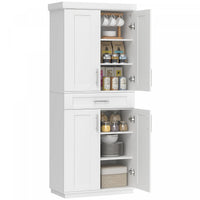 HOMCOM Modern Kitchen Pantry with Shelves, White