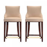 Shubert Modern Wood Upholstered Counter Stool in Tan - Set of 2