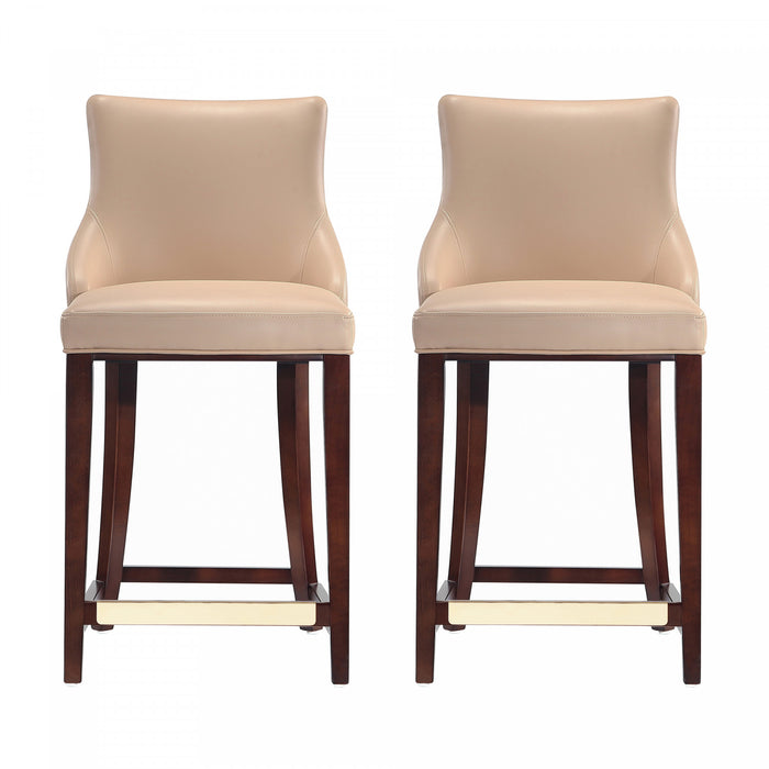 Shubert Modern Wood Upholstered Counter Stool in Tan - Set of 2