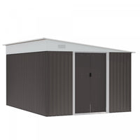 Outsunny 11.3' X 9.2' Steel Garden Storage Shed, Outdoor Metal Tool House With Double Sliding Doors