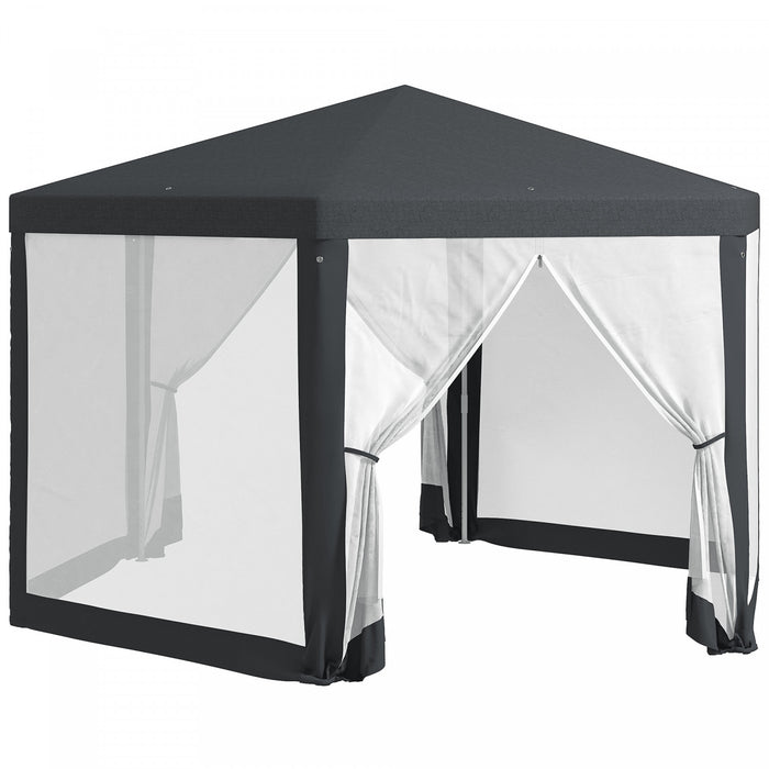 Outsunny Hexagonal Patio Gazebo Tent, Dark Grey