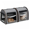 PawHut 39\" Travel Pet Carrier, Portable Soft-Sided Cat Carrier with Divider, Two Compartments, Soft Cushions & Storage Bag, Grey