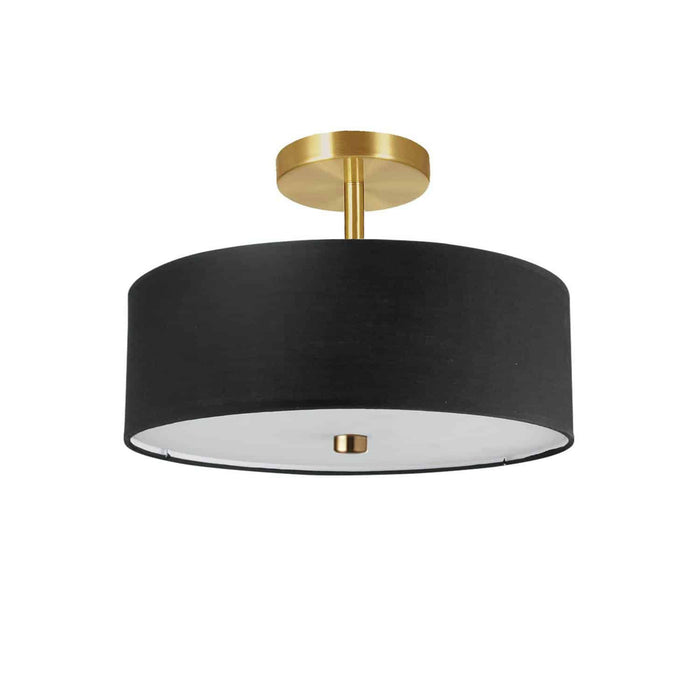 Dainolite Everly 3 Light Semi-flush Mount Aged Brass Black Shade Lamp