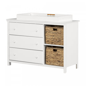 Cotton Candy Changing Table With Removable Rim, Drawers, And Open Storage - Pure White
