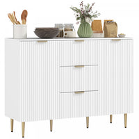 HOMCOM Sideboard Buffet Cabine w/ 3 Drawers and Adjustable Shelves, White
