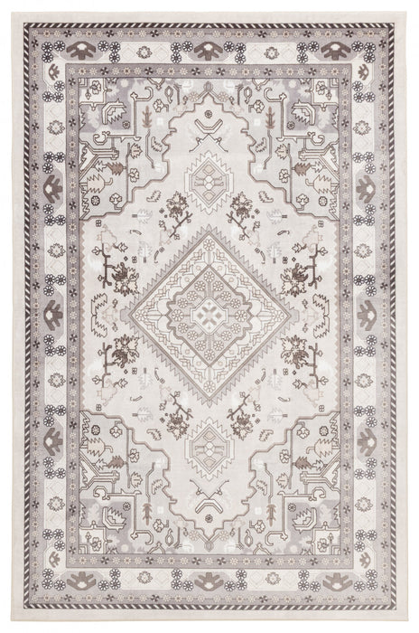 Oriana Traditional Beige Washable Rug 8'0\" x 10'0\" Indoor Area Rug