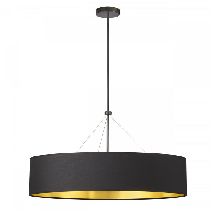 Dainolite Pallavi 4 Light Pendant 30\" Dia Matte Black Black/Gold Shade Lamp