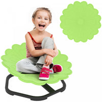Qaba Kids Swivel Chair, Flower-Shaped Sensory Spinning Chair for Training Body Coordination, Non-Slip Sit and Spin Wobble Stool for Kids Aged 3-6, Green