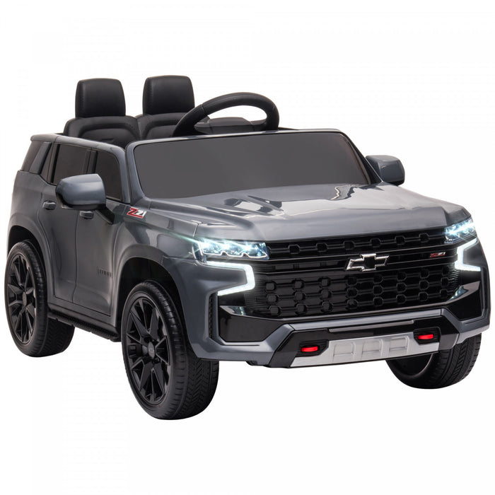 Aosom 12v Licensed Chevrolet Tahoe Powered Ride-On Car, Kids Ride On Car With Remote Control, 3 Speeds, Spring Suspension, Led Light, Horn, Music, Electric Kids Car For 3-6 Years Old, Grey
