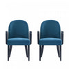Hillman Modern Wood Upholstered Armchair in Blue - Set of 2 Dining Chair