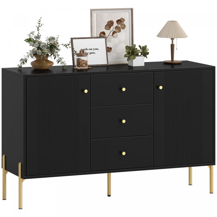 HOMCOM 47\" Buffet Cabinet with 3 Drawers and 2 Doors Modern Sideboard Black