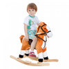 Qaba Kids Rocking Horse Child Plush Ride On Toy With Realistic Sound Red Brown