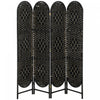 HOMCOM 4 Panel Room Divider, Bohemian Folding Privacy Screen, Black