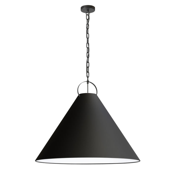 Dainolite Princeton 1 Light Pendant 32\" Dia Matte Black Finish Black Shade Lamp