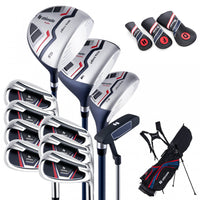 Ultimate Men's Complete Golf Club Set Golf Club Package Set Incl 460cc With Rain Hood Blue