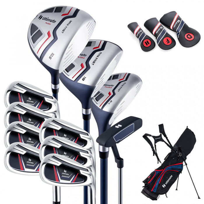 Ultimate Men's Complete Golf Club Set Golf Club Package Set Incl 460cc With Rain Hood Blue