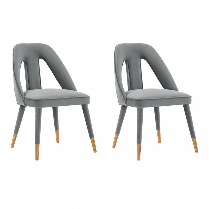 Neda Modern Upholstered Velvet Dining Chair in Gray - Set of 2