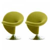 Curl Modern Wool Blend Swivel Lounge Chair in Green - Set of 2 